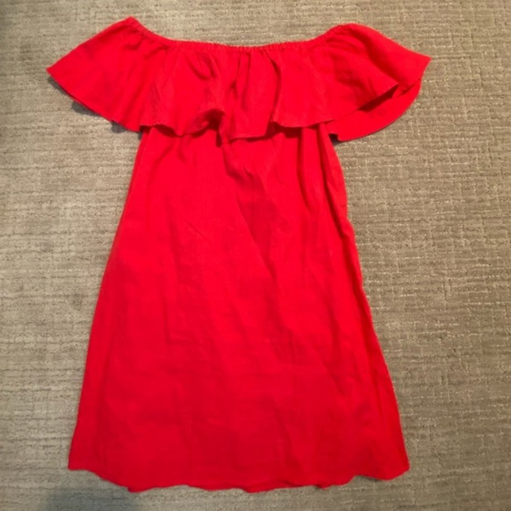Red Linen Dress - Size L
